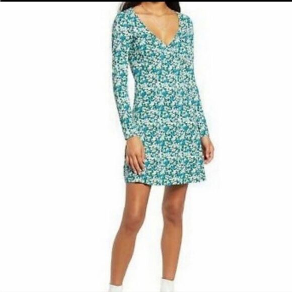 NWT Nordstrom BP Blue Green Floral Dress - Picture 2 of 6